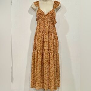 Madewell Floral Maxi Dress in Orange and Brown